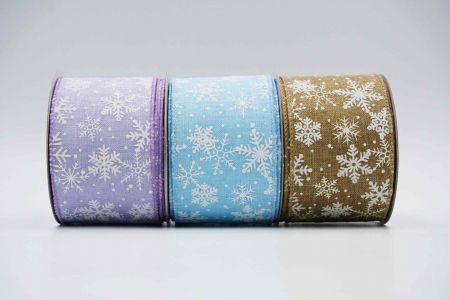 Текстурована стрічка зі сніжинками на дроті_KF7385